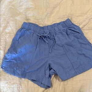 Women's Blue Linen Casual Shorts
